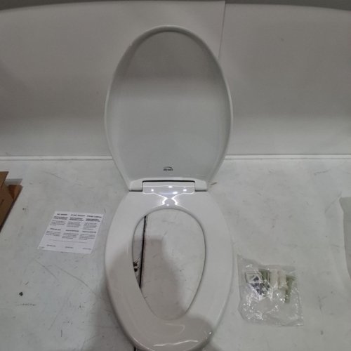 BEMIS AFFINITY PLASTIC TOILET SEAT, WHITE NEVER LOOSENS, REMOVES FOR CLEANING SLOW-CLOSE ADJUSTABLE WITH EXTRA STABILITY - ELONGATED - WHITE - (MODEL: 1200E4 000) image 4