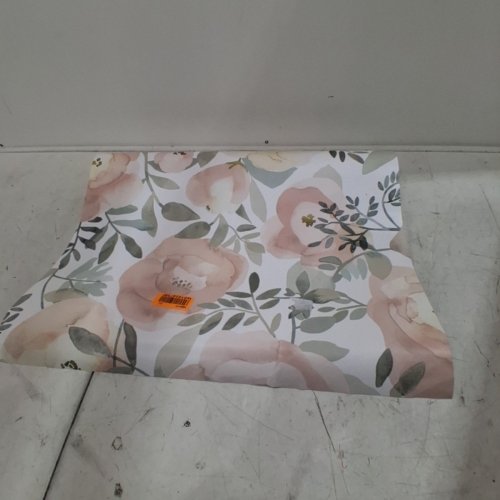PEEL AND STICK LARGE FLORAL WALLPAPER FLORAL -22" - PINK, GREEN, AND WHITE image 2