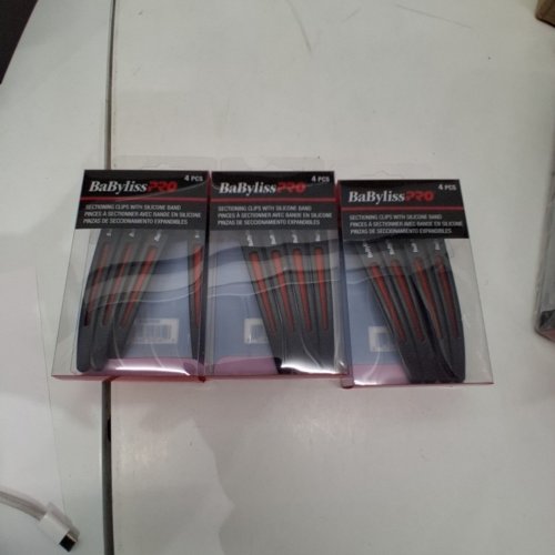 3 (4PK) BABYLISSPRO SECTIONING CLIPS WITH SILICONE BAND - 12 CLIPS TOTAL image 2