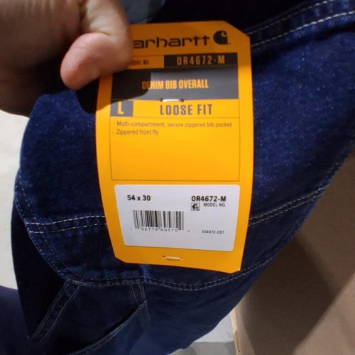 MENS CARHARTT LOOSE FIT DENIM BIB OVERALL - 54W X 30L - DARKSTONE (STYLE: 0R4672-M) image 3