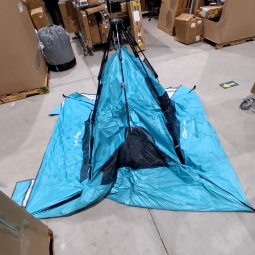 GLYMNIS BEACH TENT POP UP PORTABLE SUN SHELTER UPF 50+ WITH CARRY BAG - 4-6 PERSON, XL 82.6" X 78.74" X 57" - LIGHT BLUE image 2