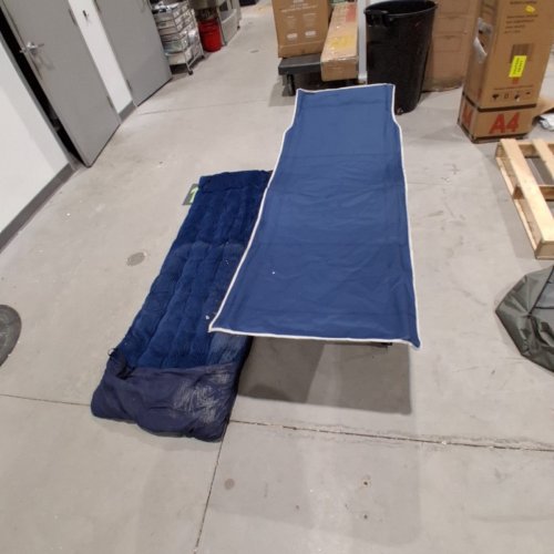 OVERMONT CAMPING COT WITH MATTRESS - EXTRA WIDE 28" - BLUE image 2