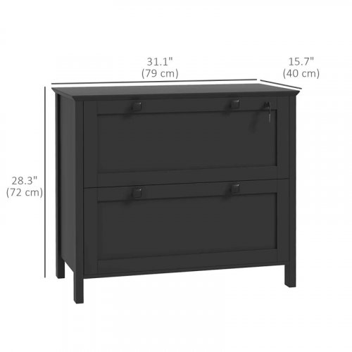 HOMCOM 2 DRAWER FILE CABINET - 31.1" X 15.7" X 28.3" - BLACK (MODEL: 924-077V80BK) image 2
