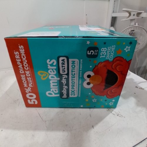 138PK PAMPERS BABY DRY ULTRA DISPOSABLE DIAPERS - SIZE 5 - ELMO SESAME STREET image 2