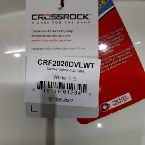 CROSSROCK FIBERGLASS DOUBLE VIOLIN & VIOLA CASE- ACCOMMODATES 1 VIOLIN AND 15~16.5" VIOLA - WHITE image 2