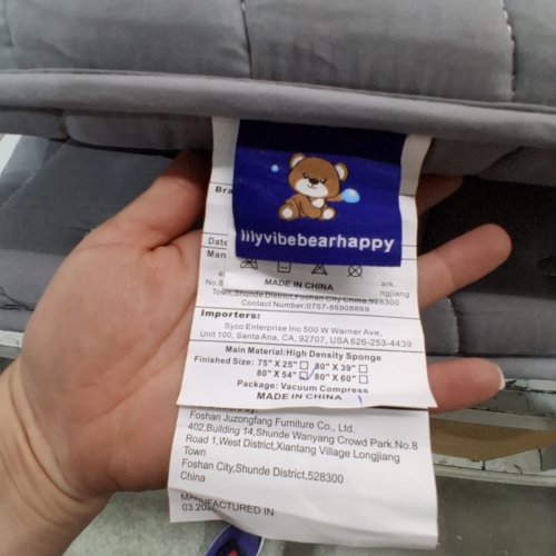 LILYVIBEBEARHAPPY PREMIUM JAPANESE FLOOR FUTON MATTRESS - 80" X 54" - GREY image 6