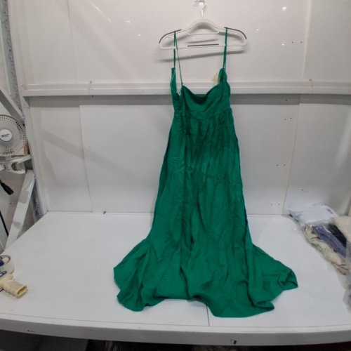 WOMEN'S FREE PEOPLE SANDSHELL LINEN HALO BABYDOLL MIDI DRESS - MEDIUM - VIVID GREEN image 2