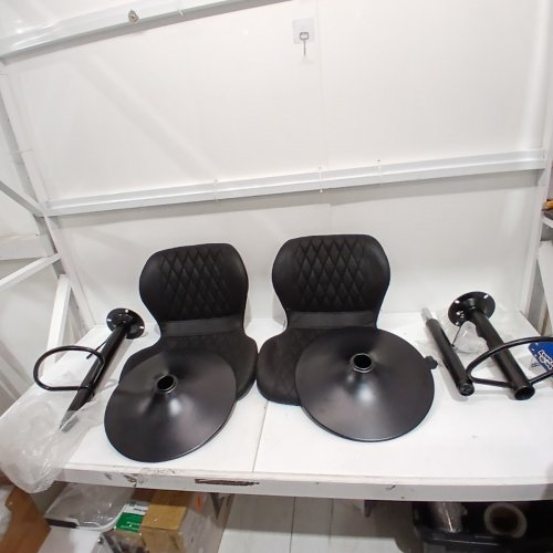 2PK HOMYKA MODERN FABRIC SWIVEL BAR STOOLS - 35" - 300 LBS MAX - BLACK (MODEL: HYLH-215) image 3