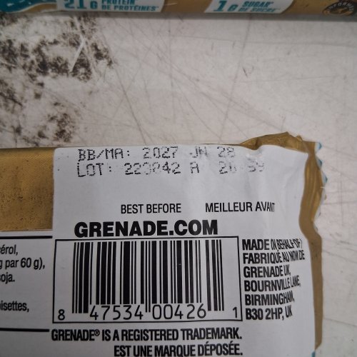 8PK GRENADE HIGH PROTEIN LOW SUGAR PROTEIN BAR - CHOCOLATE CHIP/SALTED CARAMEL - 60G EACH image 2