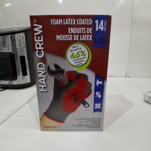 14PR HAND CREW FOAM LATEX COATED WORK GLOVES - LARGE - RED/GREY/BLACK (MODEL: 1769987) image 2
