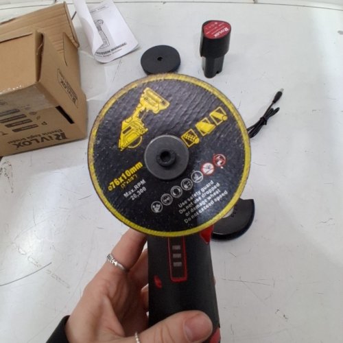RIVLOX LITHIUM ELECTRIC ANGLE GRINDER - 76 X 10 MM DISC - RED AND BLACK image 5