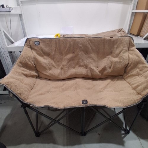 LANMOUNTAIN LUXURY PLUSH FLEECE PADDED DOUBLE LOVESEAT FOLDING CAMPING CHAIR - 55" , 600 LBS CAPACITY - BROWN image 2