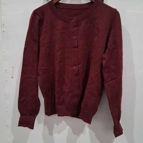 WOMEN'S KNIT CARDIGAN - LARGE - BURGUNDY image 2