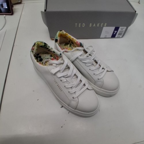WOMENS TED BAKER MAISIE LEATHER COURT SHOES - SIZE 7 - WHITE/FLORAL (STYLE: 3756607) image 2