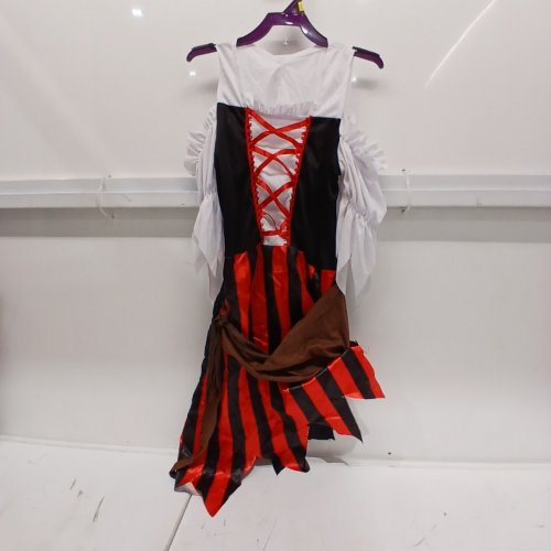 WOMEN'S PARTYHOLICS PIRATE DRESS COSTUME - MEDIUM (8-10) - RED, BLACK AND WHITE image 3