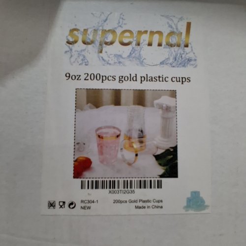 200PK GOLD RIM PLASTIC CUPS - 9 OZ - GOLD/CLEAR (ITEM: RC304-1) image 3