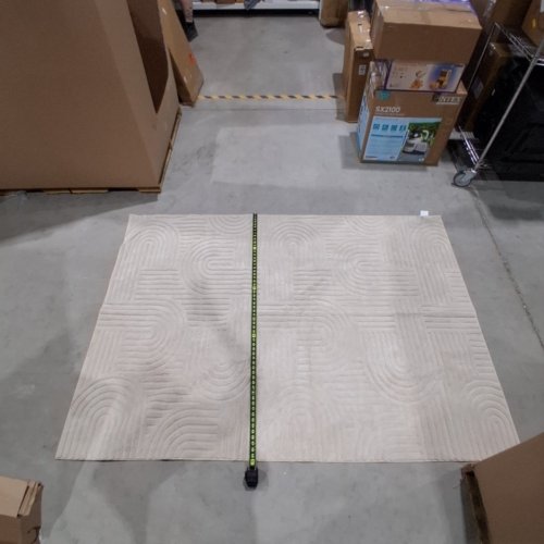 IVORY PLUSH HIGH-LOW ABSTRACT GEOMETRIC AREA RUG - 8 FT X 10 FT - IVORY image 3