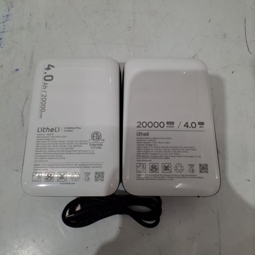 2PK LITHELI U-BATTERY PLUS 20V RECHARGEABLE BATTERY FOR LITHELI CORDLESS TOOLS - 4.0AH - 20000MAH - WHITE/GREY (MODEL: U20BY03) image 4