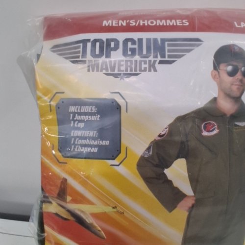 2PC MENS TOP GUN FLIGHT SUIT COSTUME - LARGE - GREEN image 2