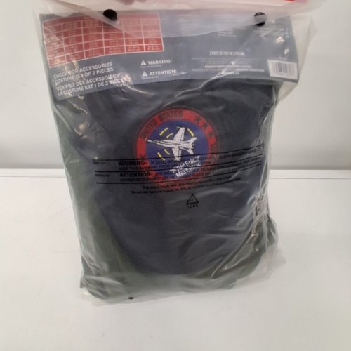 2PC MENS TOP GUN FLIGHT SUIT COSTUME - LARGE - GREEN image 3