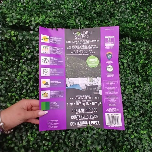 GOLDEN SELECT ARTIFICIAL BOXWOOD HEDGE PRIVACY IVY PANEL WITH 100 LED LIGHTS - 38" X 38" (3.2FT) - 10.7 SQ. FT COVERAGE - GREEN (MODEL:BOXWOOD400) image 4