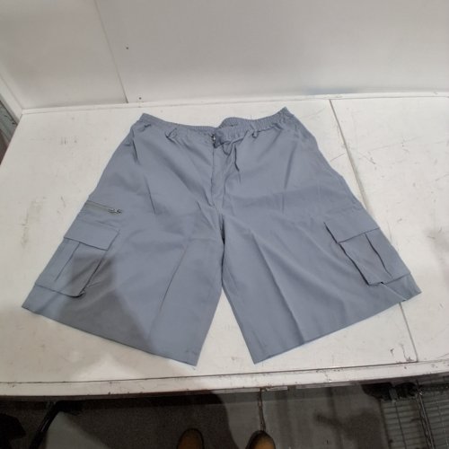 MENS ELASTIC WAIST KNEE LENGTH CARGO SHORTS - 3XL - BLUE image 2