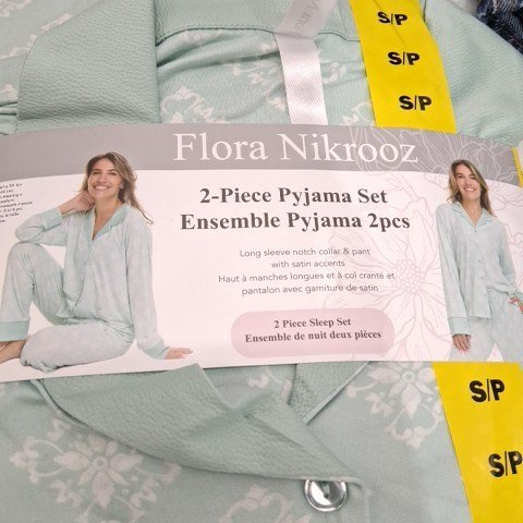 2PC WOMENS FLORA NIKROOZS BUTTON UP PAJAMA SET - SMALL - MINT GREEN / FLORAL (STYLE: 1969563) image 2