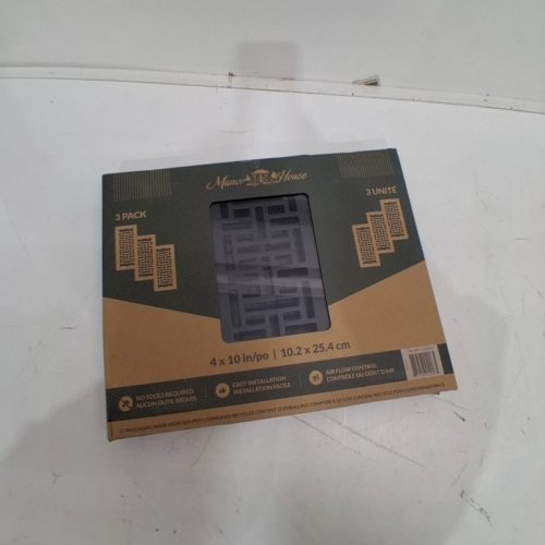 3PK MANOR HOUSE ORIENTAL LOW PROFILE FLOOR REGISTER - 4" X 10" - BLACK image 2