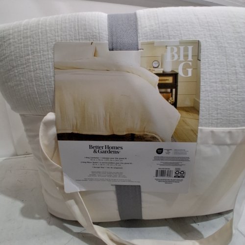 3PC BETTER HOMES & GARDENS COMFORTER SET - KING - CREAM CRINKLED GAUZE image 2