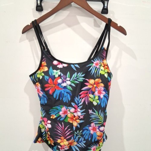 WWOMEN'S FLORAL SWIMSUIT TANK TOP - EXTRA LARGE - BLACK/MULTICOLOUR image 2