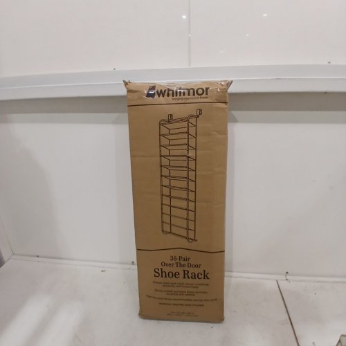 WHITMOR OVER THE DOOR SHOE RACK, 36 PAIRS - 7.5" X 22" X 69" - BLACK (MODEL: 6037-7037-GM-SIOC) image 4