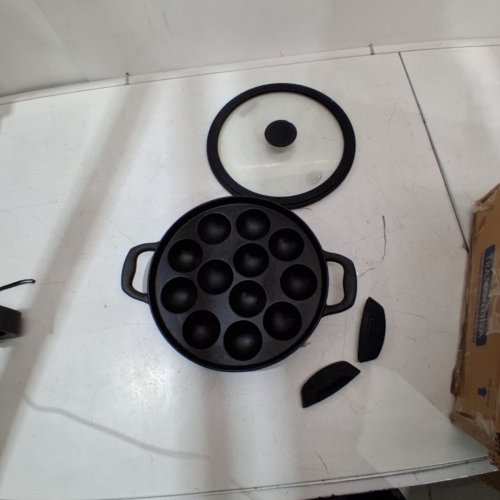 2PC TRAMONTINA PRESEASONED CAST IRON PANIYARRAKAL WITH LID image 2