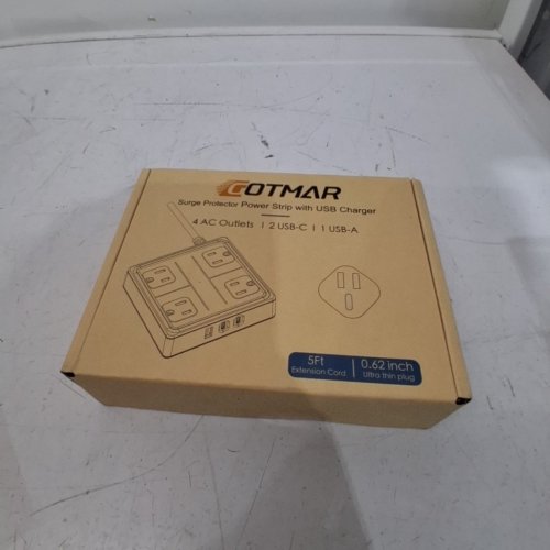 GOTMAR FLAT PLUG POWER BAR WITH USB C - 5FT - WHITE (MODEL: WT-2301-PL) image 2