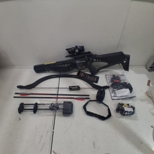 BARNETT WILDCAT CRX LIGHTWEIGHT TATICAL RECURVE CROSSBOW WITH RED/GREEN 3 DOT SCOPE, QUICK DETACH QUIVER & 2 HEADHUNTER BOLTS - 280 FPS - 66LBS - BLACK/RED (MODEL: BAR78232) image 3