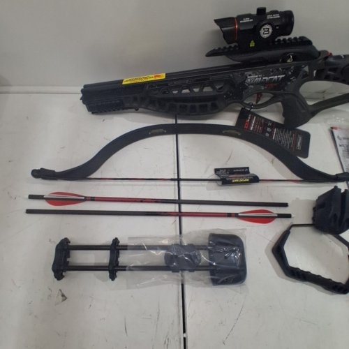 BARNETT WILDCAT CRX LIGHTWEIGHT TATICAL RECURVE CROSSBOW WITH RED/GREEN 3 DOT SCOPE, QUICK DETACH QUIVER & 2 HEADHUNTER BOLTS - 280 FPS - 66LBS - BLACK/RED (MODEL: BAR78232) image 5