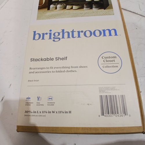 BRIGHTROOM CLOSET COLLECTION STACKABLE SHELF FOR SHOES & FOLDED CLOTHES - 31" X 12" - BLACK (MODEL: 002-05-0108) image 2