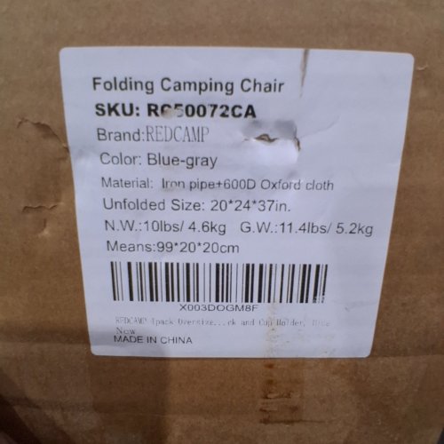 REDSWING OVERSIZED FOLDING CAMPING CHAIR - 330 LBS MAX - GREY/BLUE image 2
