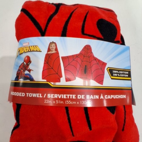KID'S MARVEL SPIDER-MAN HOODED TOWEL - 22" X 51" - RED image 3