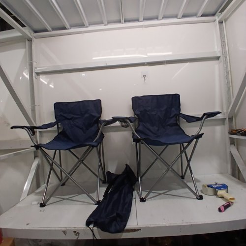 2PK SONGMICS FOLDING CAMPING CHAIRS WITH ARMRESTS AND CUP HOLDER - 265 LBS MAX - NAVY BLUE (MODEL: GCB01N) image 2