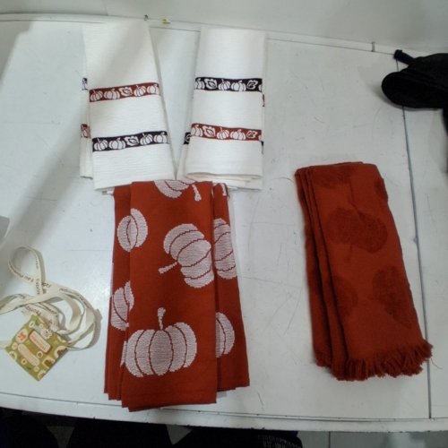 6PK MADE IN PORTUGAL KITCHEN TOWELS - 20" X 28" - ORANGE / WHITE (MODEL: 3400770) image 2