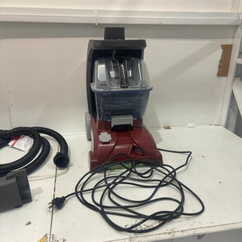 HOOVER POWERSCRUB DELUXE UPRIGHT CARPET CLEANER WITH SPIN SCRUB, MULTI‑DIRECTIONAL BRUSHES, DUAL‑TANK SYSTEM, HEAT FORCE RAPID‑DRY, AND AUTOMATIC DETERGENT MIXING - 20 FT CORD - RED/BLACK (MODEL: FH50150VCD) image 3