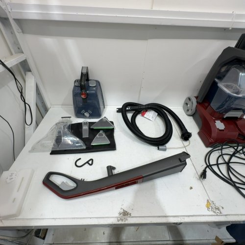 HOOVER POWERSCRUB DELUXE UPRIGHT CARPET CLEANER WITH SPIN SCRUB, MULTI‑DIRECTIONAL BRUSHES, DUAL‑TANK SYSTEM, HEAT FORCE RAPID‑DRY, AND AUTOMATIC DETERGENT MIXING - 20 FT CORD - RED/BLACK (MODEL: FH50150VCD) image 5