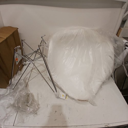 PLATA IMPORT EIFFEL BUCKET CHAIR W/ METAL LEGS - 31"X23"X19" - WHITE/STEEL - (MODEL: PC-018-C) image 2