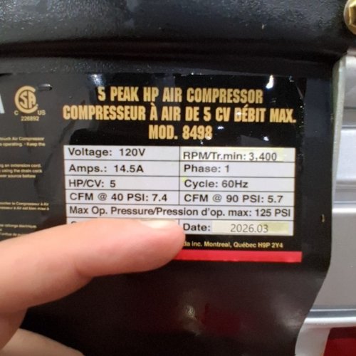 KING CANADA 5 PEAK HP AIR COMPRESSOR WITH UNIVERSAL 1/4" ONE TOUCH QUICK COUPLER - 20GAL, 110V - RED (MODEL: 8498) image 8