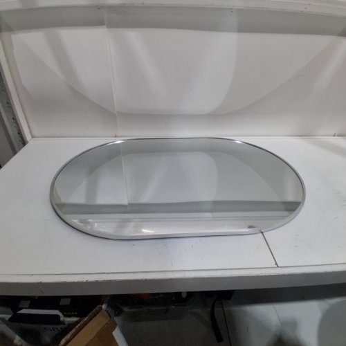 LARGE OVAL WALL MOUNTED MIRROR - 36" X 24" - SILVER image 2