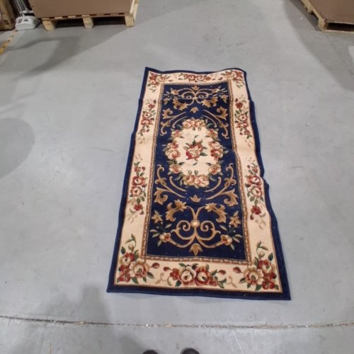 ELEGANT FLORAL RUNNER RUG FOR HOME - 6FT X 3FT - NAVY/BEIGE image 2