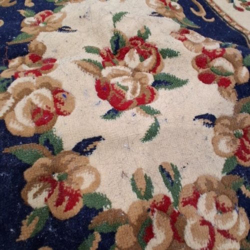 ELEGANT FLORAL RUNNER RUG FOR HOME - 6FT X 3FT - NAVY/BEIGE image 3