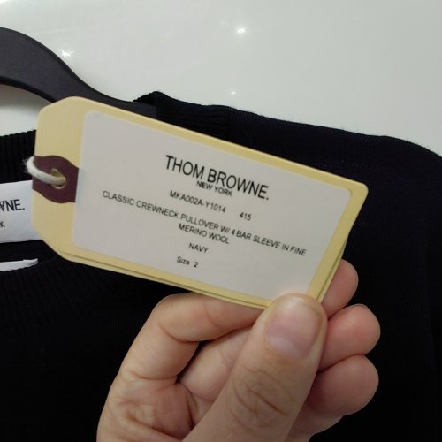 MEN'S THOM BROWNE CLASSIC 4-BAR MERINO WOOL CREWNECK PULLOVER - 2 - NAVY (STYLE: MK0002A-Y1014-415-2) image 5