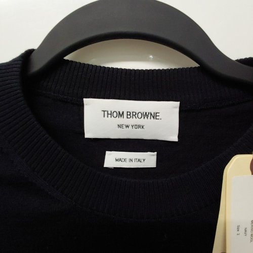 MEN'S THOM BROWNE CLASSIC 4-BAR MERINO WOOL CREWNECK PULLOVER - 2 - NAVY (STYLE: MK0002A-Y1014-415-2) image 6