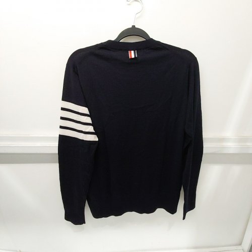 MEN'S THOM BROWNE CLASSIC 4-BAR MERINO WOOL CREWNECK PULLOVER - 2 - NAVY (STYLE: MK0002A-Y1014-415-2) image 9